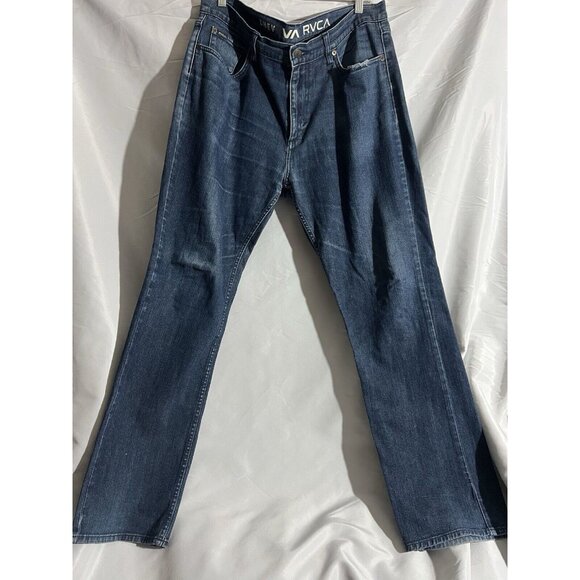 RVCA Chev Mens 36 x 31 Dark Wash Denim Straight Leg Jeans - Picture 1 of 4